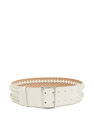 Pre-owned Alexander Mcqueen Braided Leather Belt In White