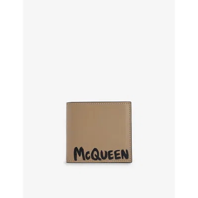 Alexander Mcqueen Beige Brand-print Leather Wallet