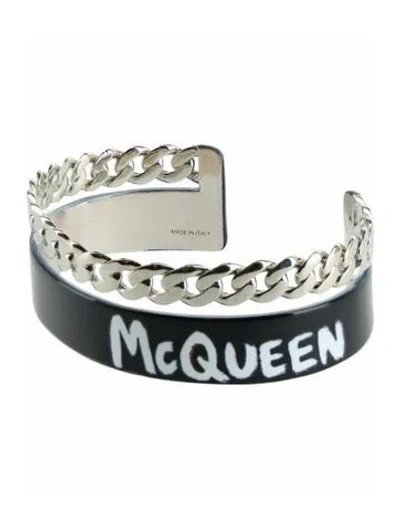 Pre-owned Alexander Mcqueen Brass Cuff Bracelet In Black