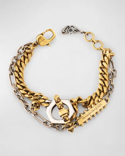 Alexander Mcqueen Brass Punk Chain Bracelet In Gold