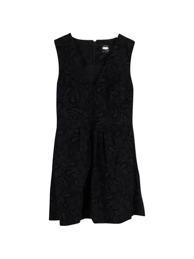 Pre-owned Alexander Mcqueen Brocade V-neck Mini Dress In Black