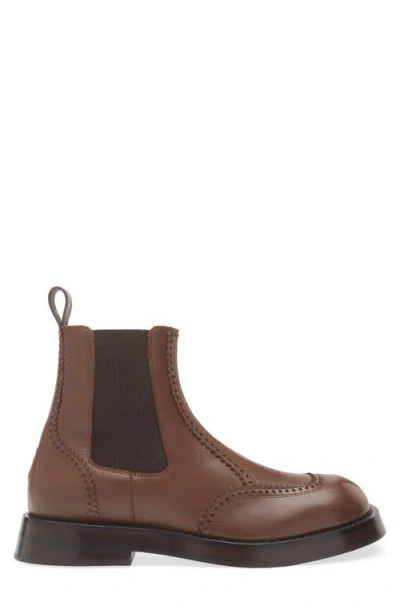 Alexander Mcqueen Brogue Chelsea Boot In Brown