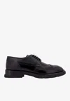Alexander Mcqueen Black Lace-up Shoes With Quarter-brogue Detail In Leather Man In Black