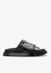 Alexander Mcqueen Alexander Mc Queen T Bar Fringed Black Sandals In Black