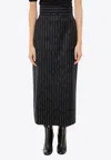 Alexander Mcqueen Broken Pinstripe Midi Pencil Skirt In Black