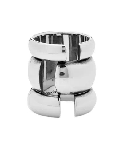 Alexander Mcqueen Broken Stacked Ring In White