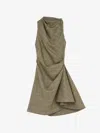 Alexander Mcqueen Draped Checked Wool Mini Dress In Green