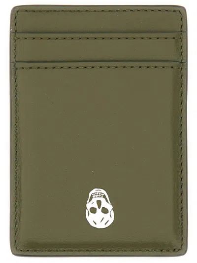 Alexander Mcqueen Brown Calf Skin Wallets In Green