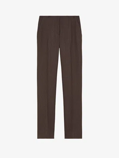 Alexander Mcqueen Mcqueen Wool Pinstripe Slim Trousers In Brown