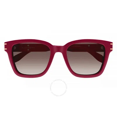 ALEXANDER MCQUEEN ALEXANDER MCQUEEN BROWN GRADIENT SQUARE UNISEX SUNGLASSES AM0399SA 003 55