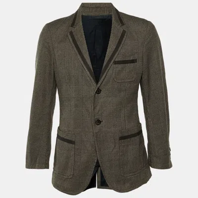 Pre-owned Alexander Mcqueen Brown Houndstooth Cotton Blend Blazer M