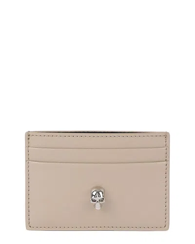 Pre-owned Alexander Mcqueen Brown Leather Skull Card Holder (authentic Pre-loved)