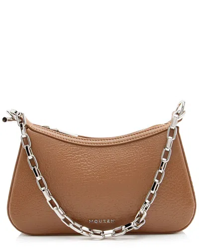 Pre-owned Alexander Mcqueen Brown Leather T-bar Mini Shoulder Bag (authentic Pre-loved)