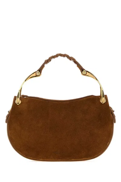 Alexander Mcqueen Brown Suede Mini Wishbone Handbag