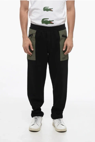 Alexander Mcqueen Brushed Cotton Hybrid Sweatpants With Contrasting Nylon Pock