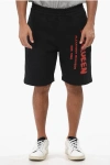Alexander Mcqueen Brushed Cotton Shorts With Contrasting Logo In Black