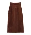 Alexander Mcqueen Womens Brown Brushed-suede Split Leather Midi Skirt In Brown