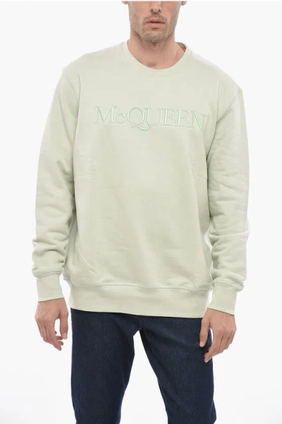 ALEXANDER MCQUEEN BRUSHED SWEATSHIRT WITH TON-SUR-TON EMBROIDERY