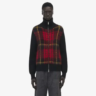 Alexander Mcqueen Tartan Mohair And Silk-blend Bomber Jacket In Red/black/yellow