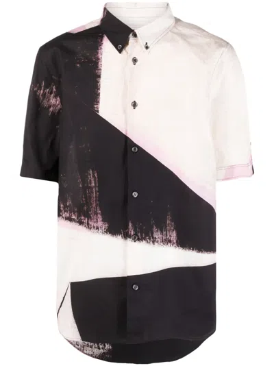 Alexander Mcqueen Brushstroke Hawaiian Short-sleeve Shirt In Lead Pink