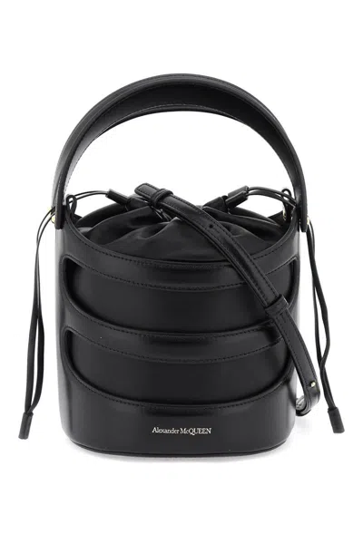 Alexander Mcqueen The Rise Leather Bucket Bag In Nero
