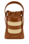 Alexander Mcqueen Mini Bucket Bag With Leather Trim And Woven Panel In Multi