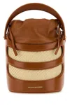 Alexander Mcqueen Mini Bucket Bag With Leather Trim And Woven Panel In Multi