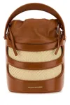 Alexander Mcqueen Women Two-tone Leather And Raffia Mini The Rise Bucket Bag In Multicoloured