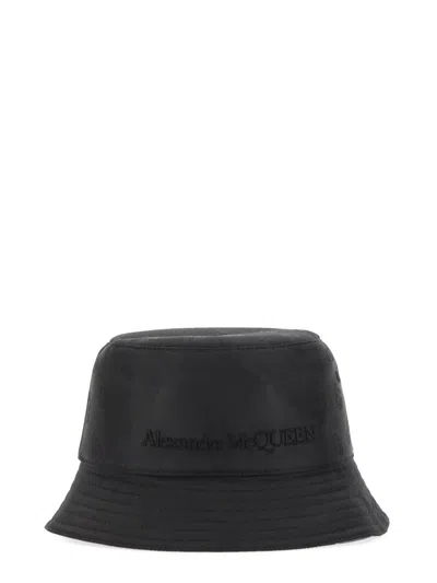 Alexander Mcqueen Logo-embroidered Bucket Hat In Black