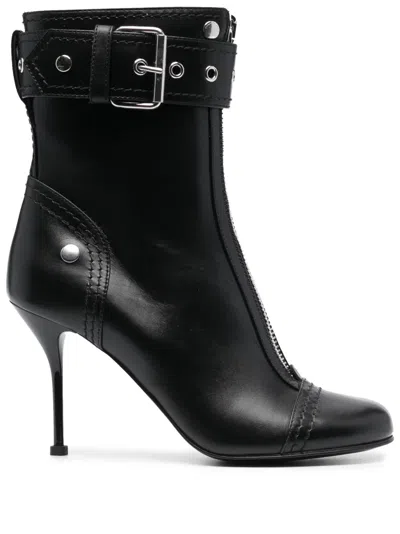 Alexander Mcqueen Mcqueen Buckle Ankle Bootie In Black