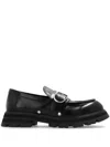 Alexander Mcqueen Brushed Leather Wander Loafers For In Black