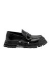 Alexander Mcqueen Brushed Leather Wander Loafers For In Black