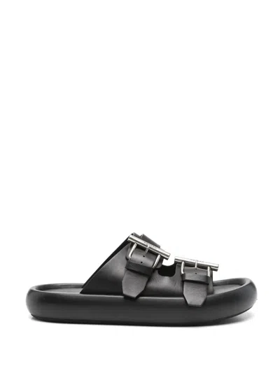 Pre-owned Alexander Mcqueen Buckle-detail Leather Sandals In Black
