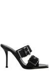 Alexander Mcqueen Alexander Mc Queen Punk Double Buckle Leather Sandals In Black
