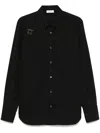 Alexander Mcqueen Metal Detail Long Sleeves Point Collar In Black