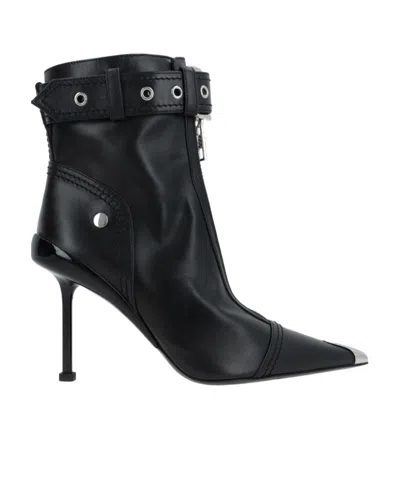 ALEXANDER MCQUEEN ALEXANDER MCQUEEN BUCKLE-FASTENED POINTED-TOE ANKLE BOOTS