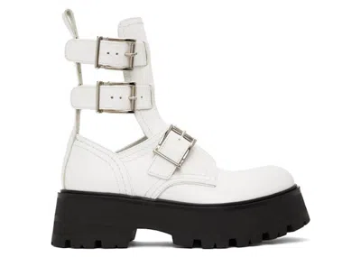 Pre-owned Alexander Mcqueen Buckle Fastening Ankle Boots (women's) Sneakers In White/black