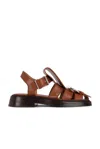 Alexander Mcqueen Buckle Flat In Brown & Silver