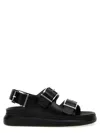 Alexander Mcqueen Black Slide Sandals With Embossed Logo In Leather Man