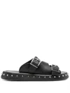 Alexander Mcqueen Leather Punk Slides For Ed In Black