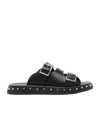 Alexander Mcqueen Leather Punk Slides For Ed In Black