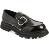 Alexander Mcqueen Brushed Leather Wander Loafers For In Black/ Silver