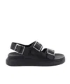 Alexander Mcqueen Black Slide Sandals With Embossed Logo In Leather Man In Black
