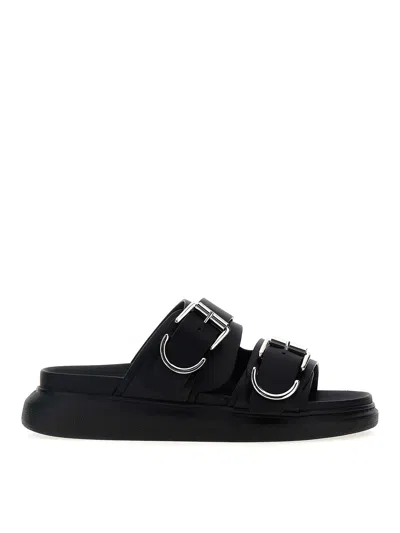 Alexander Mcqueen Hybrid Double Buckled Sandals In Black