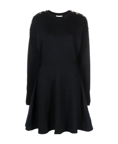 Alexander Mcqueen Buckle Shoulder Mini Dress In Black