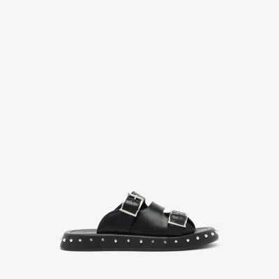 Alexander Mcqueen Buckle Slide In Black/silver