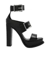 Alexander Mcqueen Platform Sandal With Buckles In Black And Silver In Black