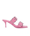 Alexander Mcqueen Boxcar Calfskin Dual-buckle Sandals In Pink