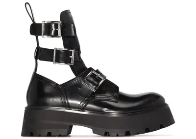 Pre-owned Alexander Mcqueen Buckled Ankle Boot (women's) Sneakers In Black