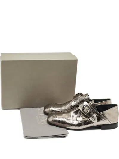 Pre-owned Alexander Mcqueen Buckled Derby Shoes In Silver